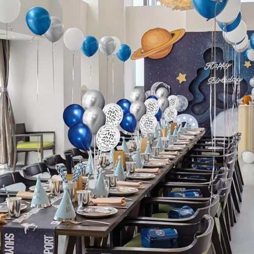 6 Set Balloon Stand Kit for Table Centerpieces With Balloon and Base Party Decorations for Birthday Wedding Retirement Graduation Baby Shower (Navy Silver) - Image 4