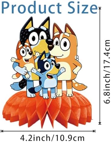 Bluey Birthday Party Supplies , 8Pcs Honeycomb Centerpieces for Dog animen Decorations, Double Sided Table Decorations Centerpieces Party. - Image 2