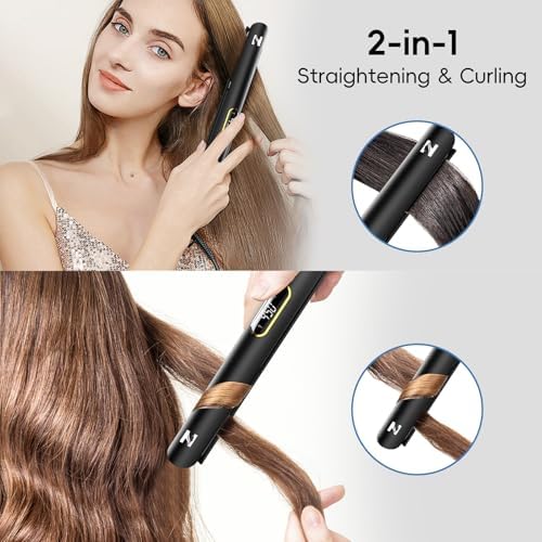 Nicebay Hair Straightener Flat Iron, Titanium Heater Surface, Hair Straightener and Curler, 5 Temp Settings, Fast Heating, Negative Ion, Wide Voltage for Travel, 1 Piece - Image 4