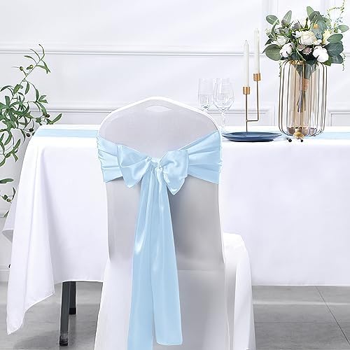 SiinvdaBZX 12 Pcs Light Blue Satin Table Runner 12 x 108 inches Long - Image 5