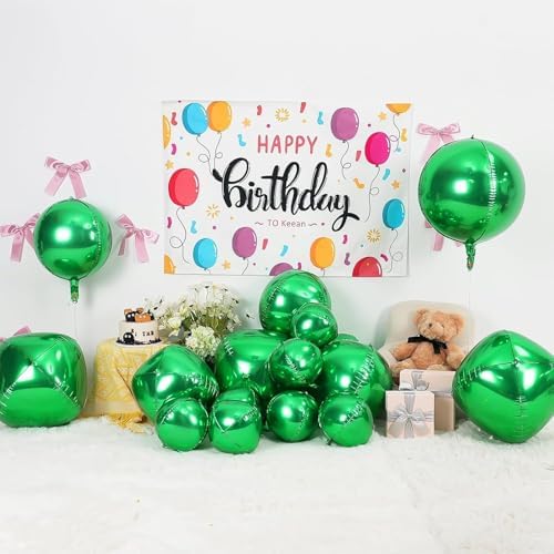 12PCS Metallic Green Round Foil Balloons 22" 15" 10" Large Chrome Green Balloon - Image 6