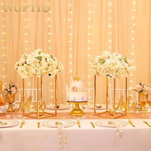 NUPTIO Black Vase Wedding Centerpieces, Geometric Stand, 15.7" Tall, 2 Pcs - Image 2