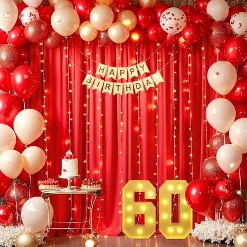 20x10FT Red Backdrop Curtains with Lights for Parties,Wrinkle Free Wedding Photo Backdrop Curtains for Valentines Baby Shower Birthday Ceremony Reception Home Party Decorations-5ft x 10ft,4 Panels - Image 5