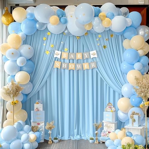 Blue Backdrop Curtain 10x10ft - Wrinkle Free Polyester Photo Curtain Backdrop Wedding Back Drop Fabric Drapes for Party Decorations Background for Photography - Image 3
