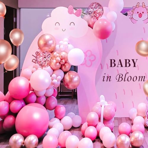 MEBAY Rose Red Pink Champagne Balloon Arch Garland Kit, 146 Pcs Hot Pink Confetti Rose Gold Tender Pink White Balloons for Graduation Birthday Party Baby Shower Wedding Decorations - Image 5