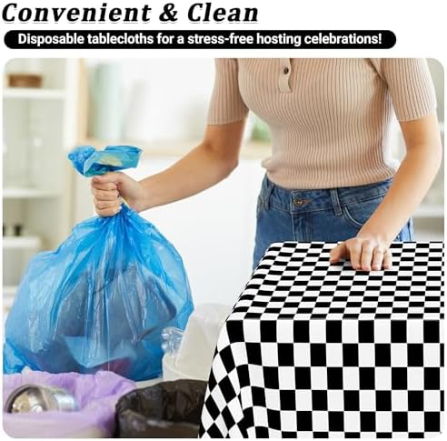 QZYL 4Pack Plastic Table Cloth Disposable, 54" x 108" Waterproof Tablecloths Rectangular, Black and White Checkered Table Cover for Picnic Birthday Party Supplies Outdoor Gathering BBQ Holiday Dinner - Image 4