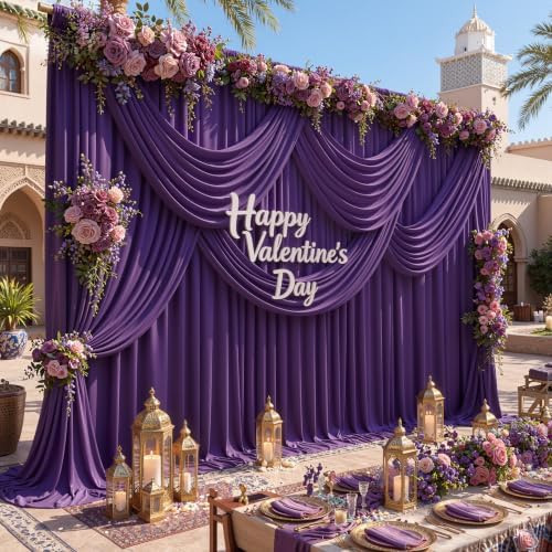50ft x 15ft Purple Backdrop Curtains, Wrinkle Free Drapes Back Drop Cloth - Image 2