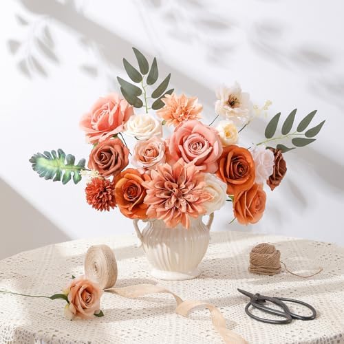 Floweroyal Artificial Flowers Fake Rose Flowers Dahlia with Stems for DIY Wedding Bridal Bouquets, Baby Shower, Floral Arrangement, Table Centerpieces, Home Decorations - Image 4