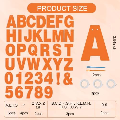 BEISHIDA 116 PCS A-Z DIY Letter Banner Kit Make Your Own Banner Including 111 Letters and Numbers 3 Rope and 2 Threading Device,Customized for Birthday Graduation Wedding Decor Matte Orange - Image 2