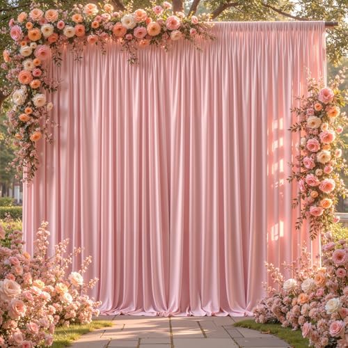 16x10FT Dusry Rose Backdrop Curtains for Wedding Parties, Wrinkle Free Polyester Photography Backdrop Drapes for Birthday Parties Baby Shower Stage Background Stand Decorations 4x10ft,4 Panels - Image 7
