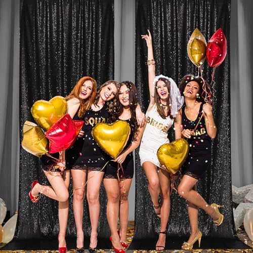 PartyDelight Black Sequin Backdrop Curtains 5x10ft 2 Panels - Image 5