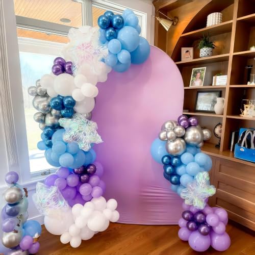 Snowflake Balloons, Pastel Blue Metallic Purple Silver Balloon with Snowflake Latex Balloons Birthday Party Decorations for Girls Birthday Baby Shower Winter Wonderland Christmas Party Supplies - Image 4