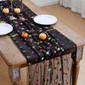 JIALE Black Floral Table Runner, Embroidery Daisy Seasonal Table Decorations, 120Inch 10FT Tulle Fabric for Home Decor, Bridal Shower Wedding, Baby Shower Parties, DIY Craft by JIALE