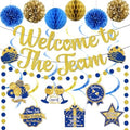 Welcome To The Team Banner Gold, Welcome Banner Circle Dots Garland Hanging Swirls Paper Flowers Honeycomb Balls, Welcome Decorations for Employee Office Teacher Colleague Staff by Unknown