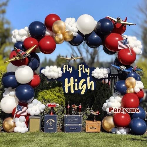 Red White Blue Balloon Arch Double Stuffed, Navy Blue Dark Ruby Red Balloon Garland Kit with Latex Gold for Birthday 4th Of July Patriot Independence Day Veterans Day New Year Christmas Party Decor - Image 2