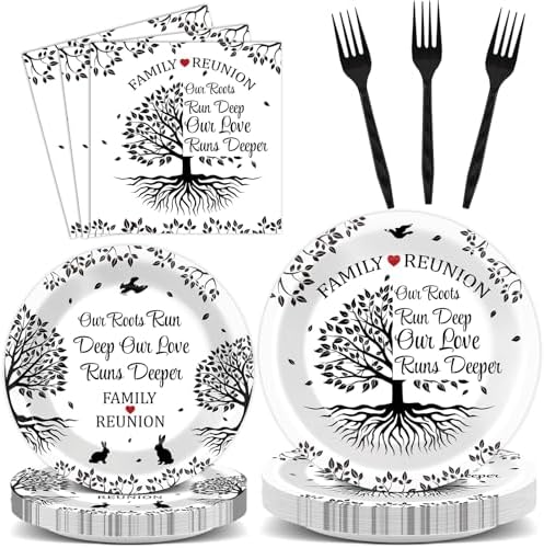 96Pcs Family Reunion Party Plates Napkins Family Tree Birthday Decorations by CHUNNIN