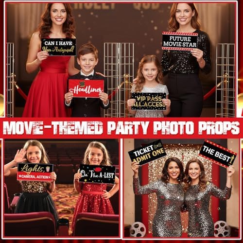 Beeveer 24 Designs Movie Party Photo Booth Props, Double Sided PVC Selfie - Image 6
