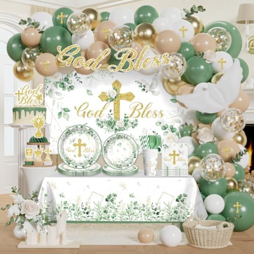 294pcs Baptism Decorations Complete Party Set, Serves 25 Guests by Unknown