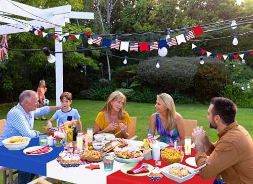 12 Pack Red White and Blue Disposable Plastic Tablecloths - Image 4