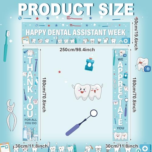 Smoothnovelty 3 Pcs Blue Dental Assistant Banner - Image 3