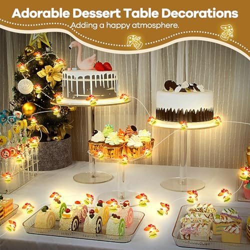 Mushroom Decor Cottage Core Decor 10FT 30LEDs Mushroom String Lights Battery Operated for Kids Gifts Bedroom Dorm Party Wedding Outdoor Patio Whimsical Decoration - Image 6
