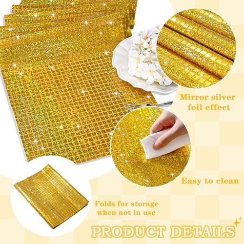 Laser Gold Sequin Table Runner 10 Packs 13 x 72 Inch Sequin Mirror Fabric - Image 5