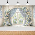 15X10ft Light Blue Floral Wedding Backdrop Luxury Palace Window Elegant Rose Arch Photography Background Blue Flower Birthday Baby Shower Bridal Party Portrait Photo Booth Props by NYMB