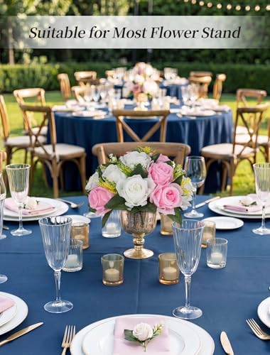 BLOSMON Flower Balls Wedding Centerpieces: 10 Pcs Pink White Fake Roses - Image 2
