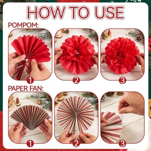 12 Pcs Christmas Paper Hanging Decorations, Vintage Lantern Party Set - Image 3