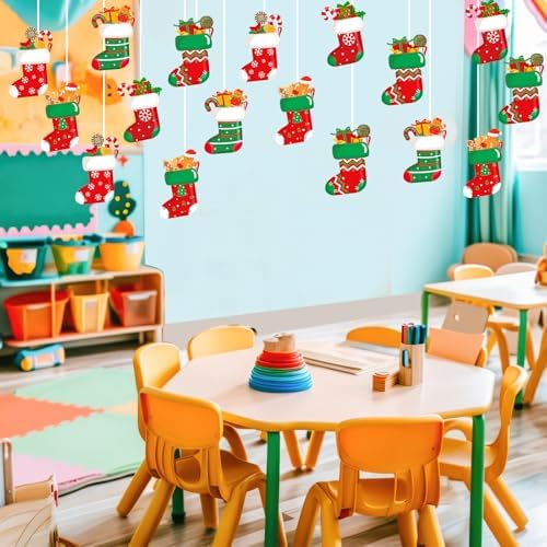 Blulu 40pcs Christmas Cutouts Winter Bulletin Board, Stocking 3D - Image 5