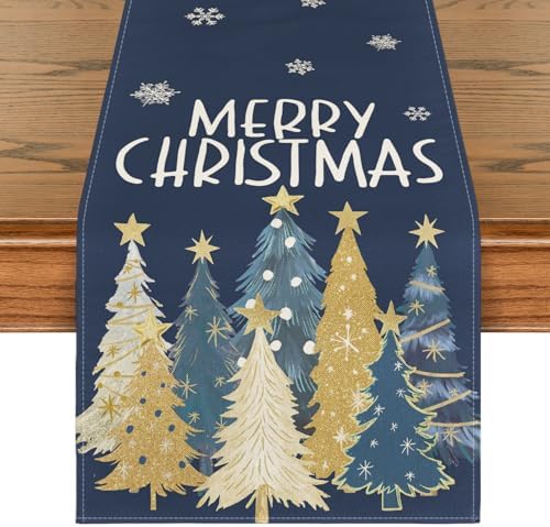 Artoid Mode Blue Xmas Trees Table Runner Home Party Decor 13x72 Inch by ArtoidMode
