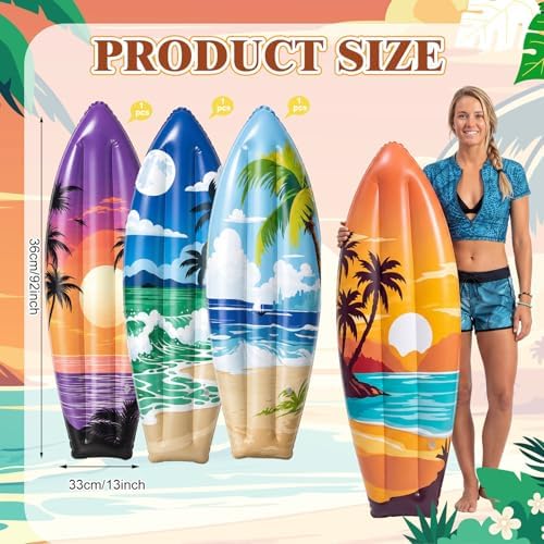JellyArch 4 Pcs Summer Inflatable Surf Board 36 in Hawaiian Party Decor - Image 3