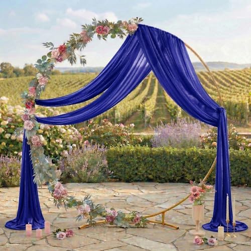 Pack of 2 Wedding Arch Drape Panel Fabric 30" x 75ft - Royal Blue - Image 3
