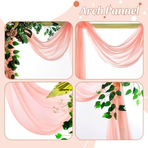 Pack of 2 Wedding Arch Drape Panel Fabric 30" x 50ft - Peach - Image 5