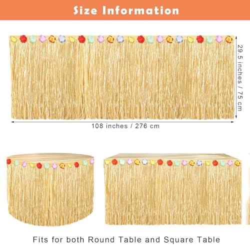 Fovths Luau Grass Table Skirt, Straw Yellow, 9 Feet x 29.5 Inch - Image 2