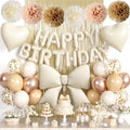 White Gold Birthday Decorations for Girls Women, Happy Birthday Balloons by Adorely