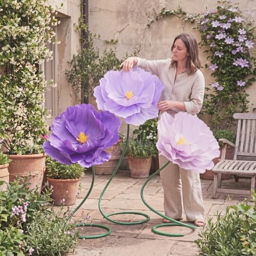 3 Pcs 5ft Large Paper Mix Color Poppy Flower Giant Artificial Poppy - Image 3