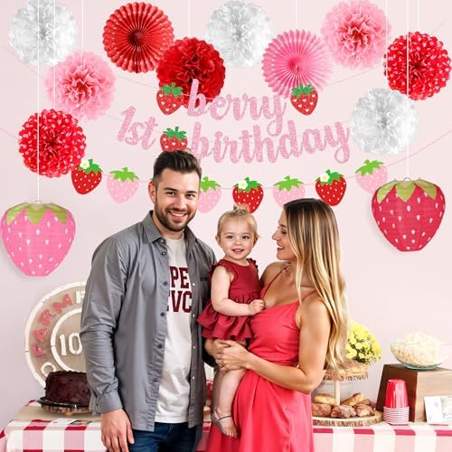 Kriyokiaa Berry First Birthday Decorations, 14 Pcs Strawberry Set - Image 5