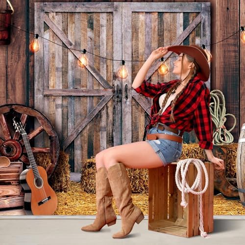 Moukeren 6.6 x 9.2 ft Western Party Backdrop Wild West Cowboy Decoration - Image 3