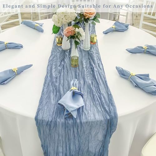 6 Pack Dusty Blue 10FT Cheesecloth Table Runner Rustic Gauze Fabric Cheese Cloth Table Runner for Wedding Bridal Baby Shower Table Decor 20 x 120 Inch Long Boho Sheer Birthday Party Table Decorations - Image 7