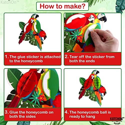 Large Tropical Birds Honeycomb Cutouts - 9x7.7 Inch, Rainforest Decorations - Image 5