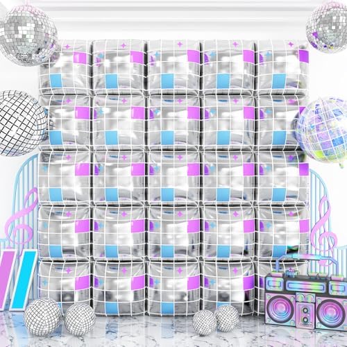 Disco Square Foil Balloon Wall,25Pcs Double Sided Foil Balloons by Adorely