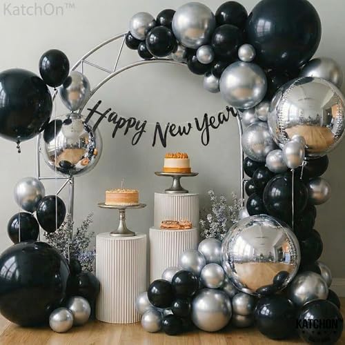 KatchOn Black and Silver Balloons - 22 Inch, Pack of 6, Birthday Decoration - Image 3
