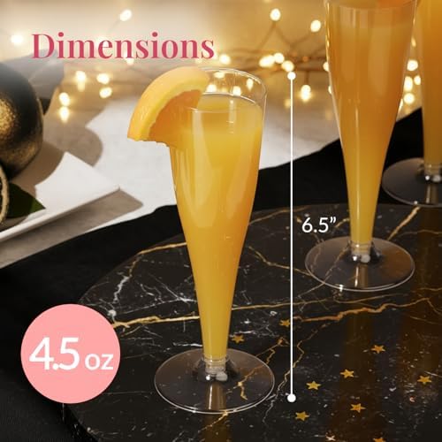 Prestee Disposable Champagne Flutes, 4.5 oz Plastic Champagne Glasses - Image 3