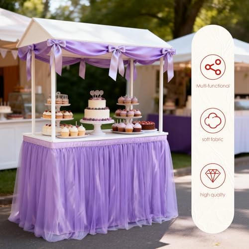 THARAHT Tulle Table Skirt 6FT 180CM Long for Rectangle Tables Round Tables Ruffle Desk Skirt for Princess Girls Birthday Party Cake Dessert Decorations Table Skirt - Image 5