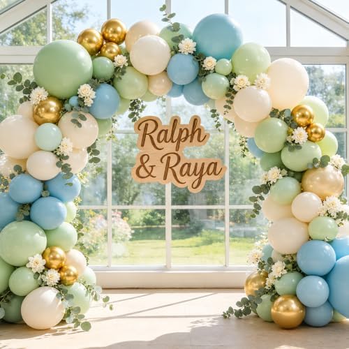Dusty Blue Sage Green Balloons Arch Kit 139 PCs by Vanjehou