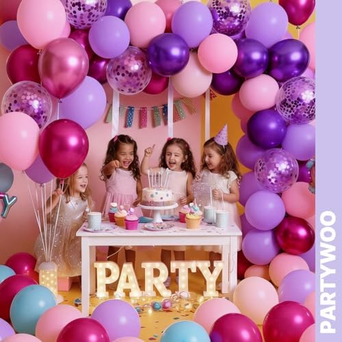 PartyWoo Pink and Purple Balloons 66pcs 12 Inch Pink Purple Balloons - Image 7