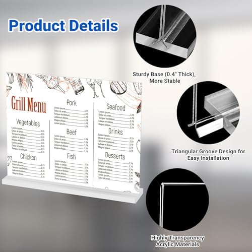12 Pack Acrylic Sign Holder 8.5 x 5.5 Horizontal, Double-Sided Clear Sign Holder Plastic Stands for Display, T Shape Acrylic Table Sign Stands for Office Store Restaurants Wedding Party Decoration - Image 4