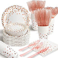 AIRE Rose Gold Paper Plates Set, 350PCS Disposable Dinnerware for 50 Guests by AIRE