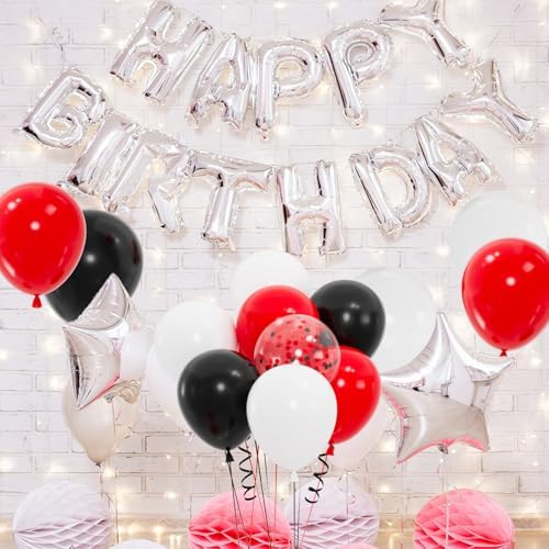 100pcs Red and Black Balloons, 12inch Red and White With Confetti Balloons for Class of 2026 Graduation, Birthday Decorations, Baby Shower, Casino, Race Car Party Supplies (2 Ribbons) - Image 5